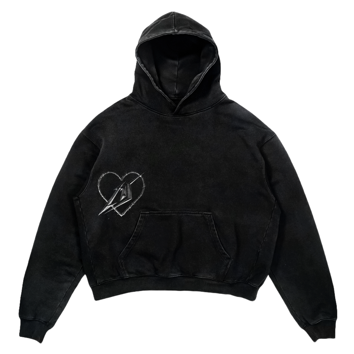 STYLER HEART HOODIE - WASHED BLACK