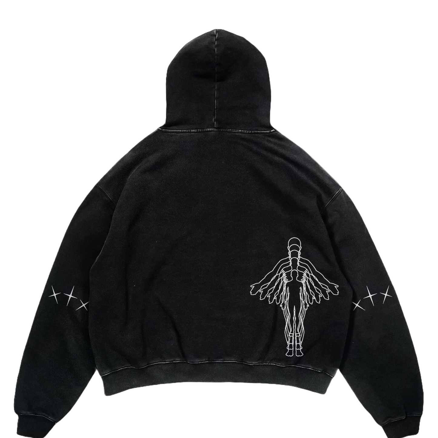 STYLER HEART HOODIE - WASHED BLACK
